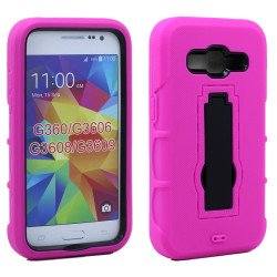 Samsung Galaxy Prevail LTE G360 Armor Hybrid Stand Case (Hot Pink)